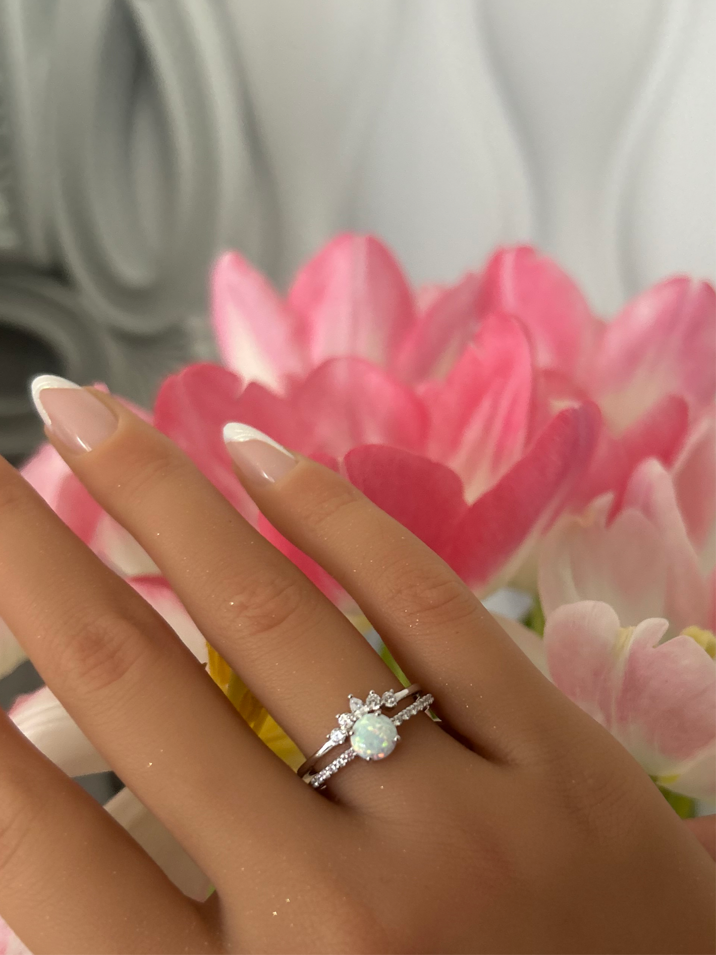Sortijas con piedras opal set