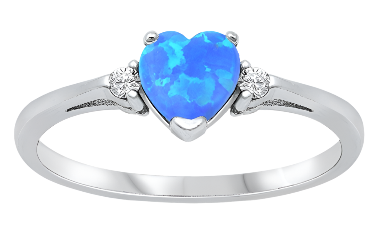 Sortija de corazón opal azul