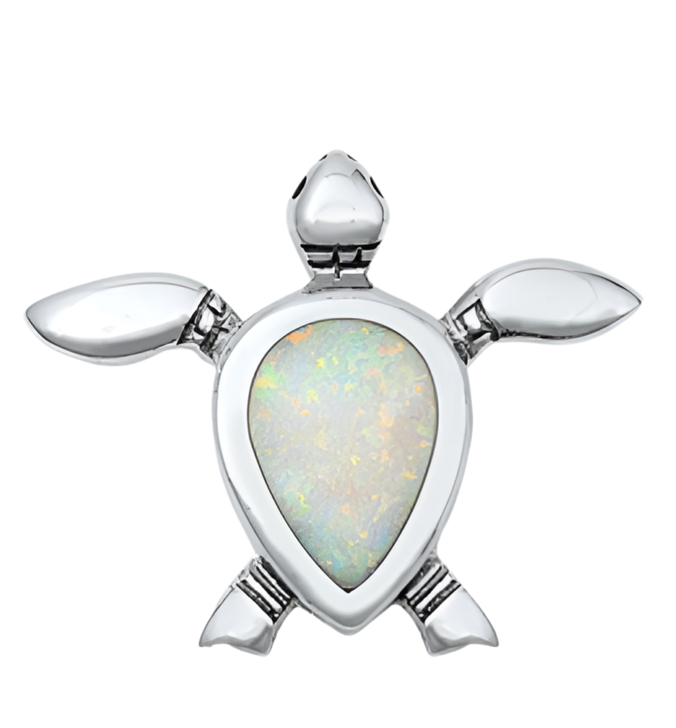 Pendant de tortuga con piedra opal blanco