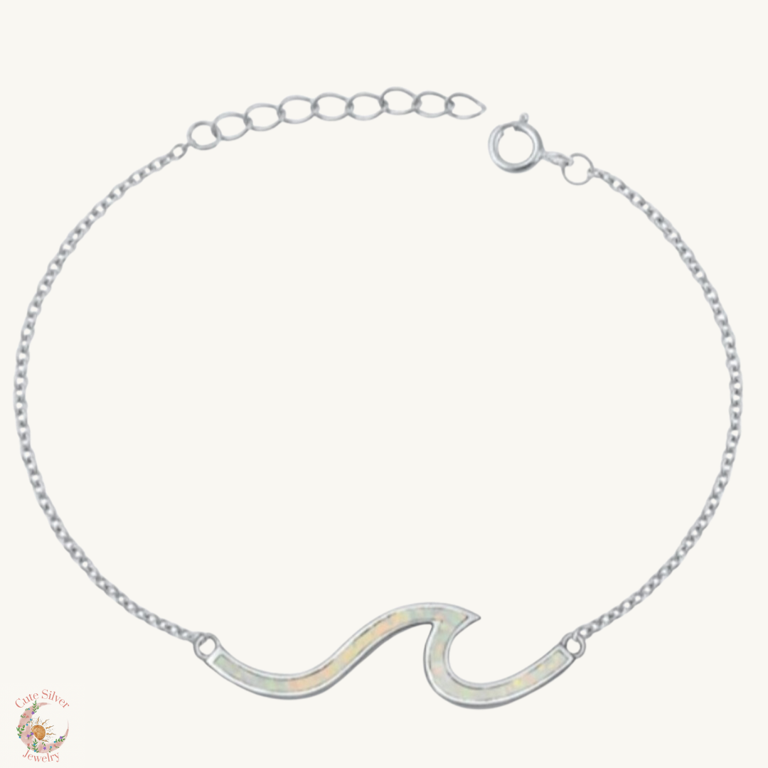 Pulsera de ola con piedra opal