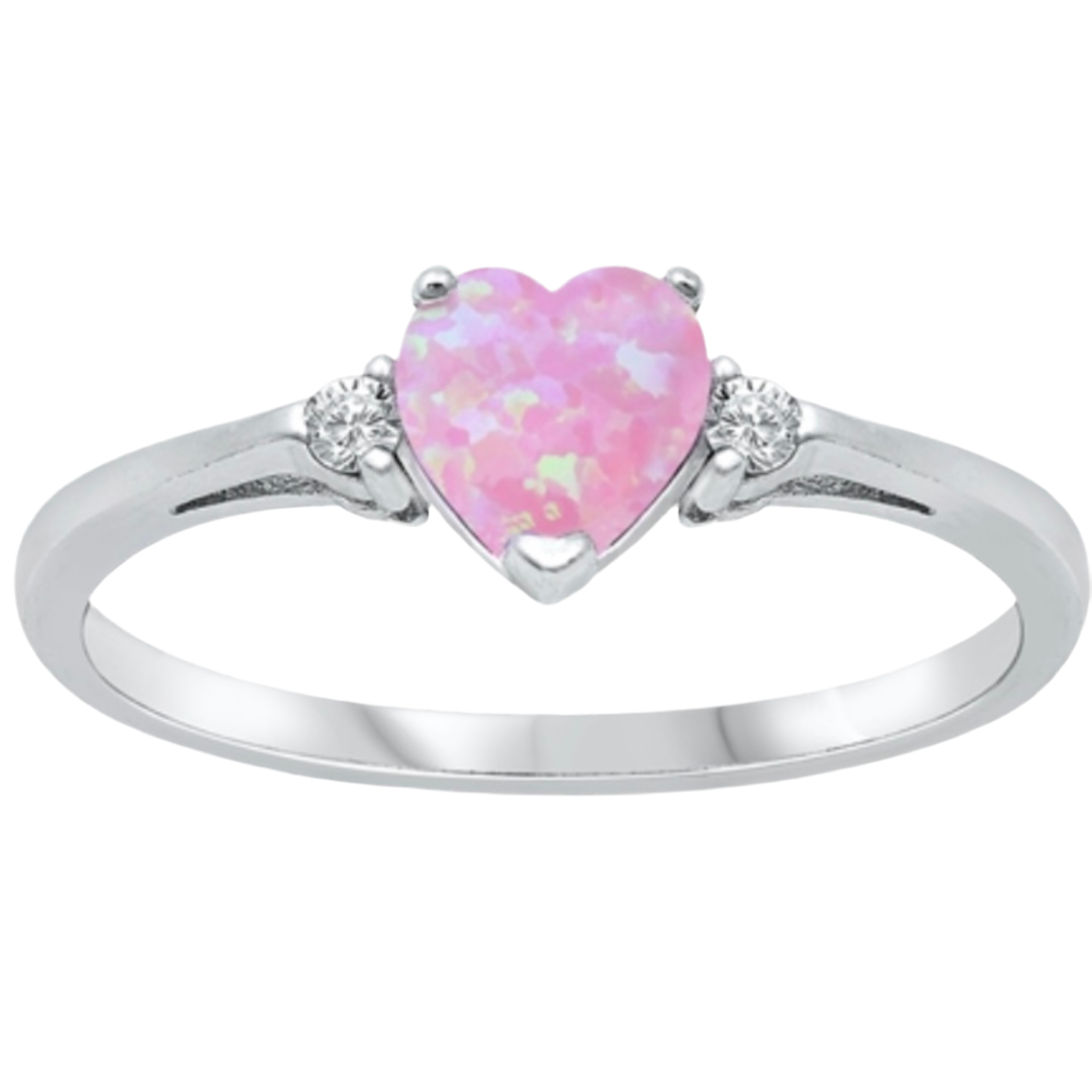 Sortija de corazón con piedra opal rosa