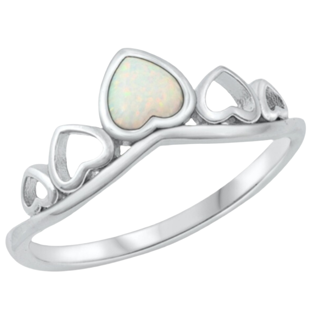 Sortija de corazones con piedra opal