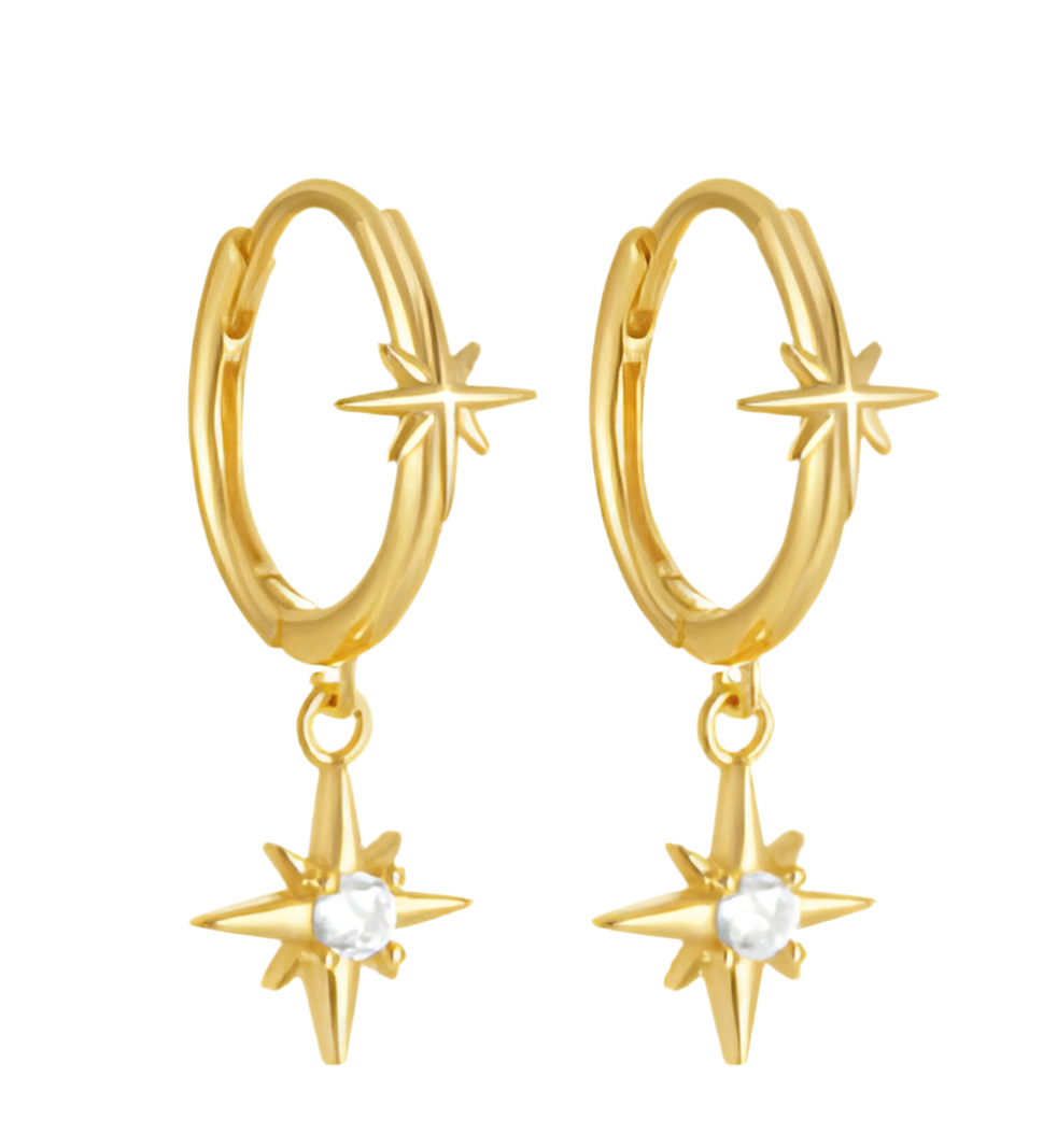 Hoops de estrellas dorados
