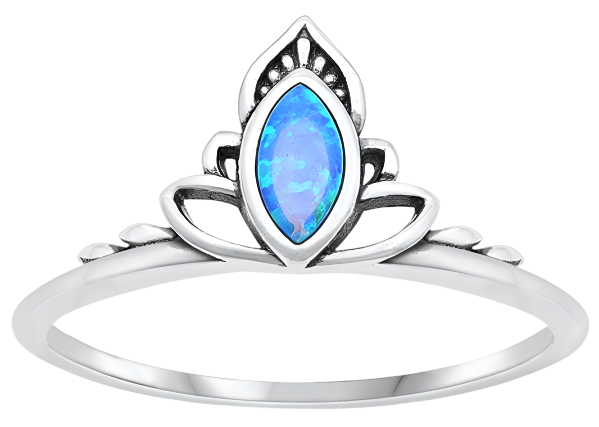 Sortija con piedra opal azul