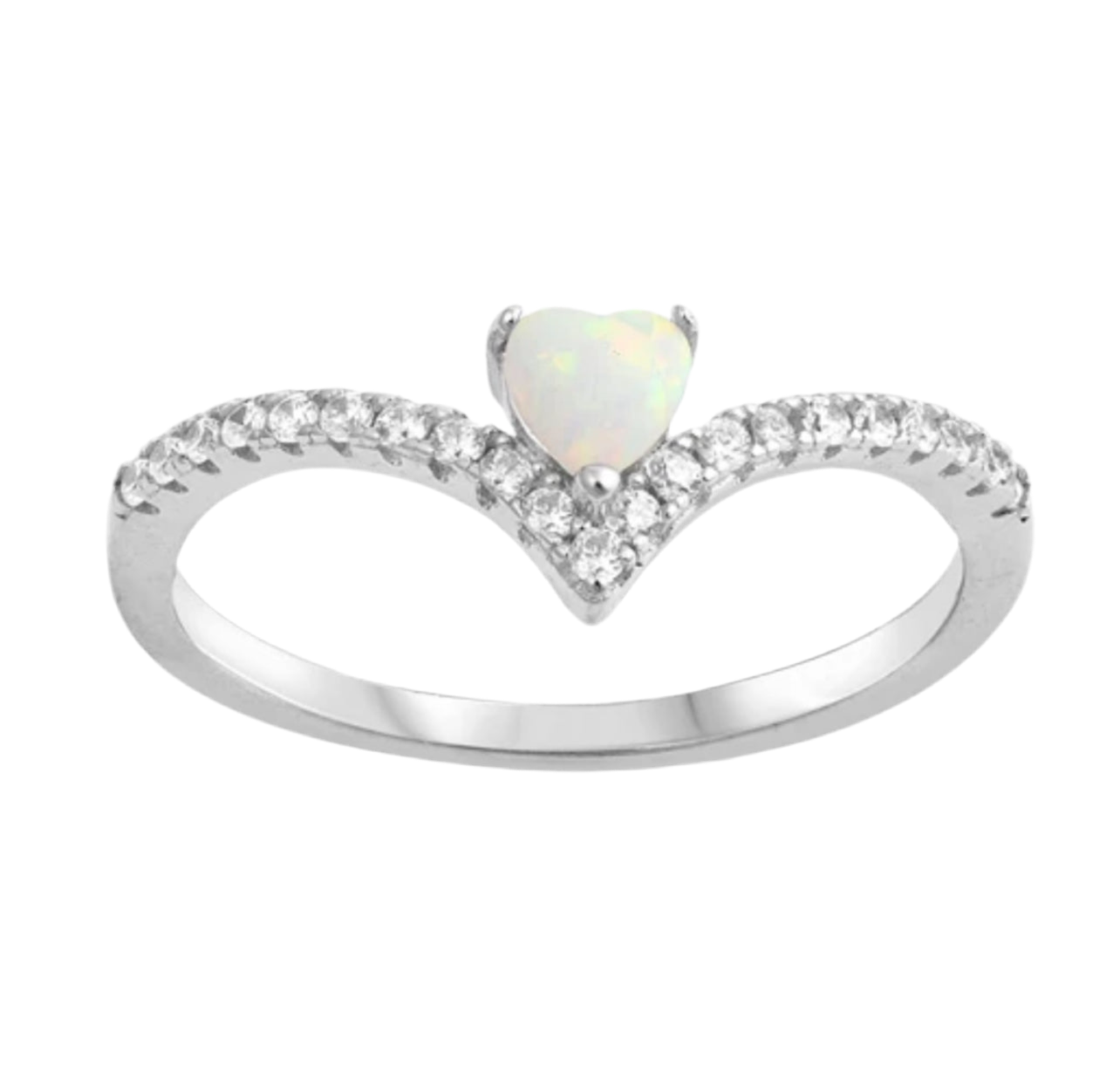 Sortija de corazón con piedra opal blanco