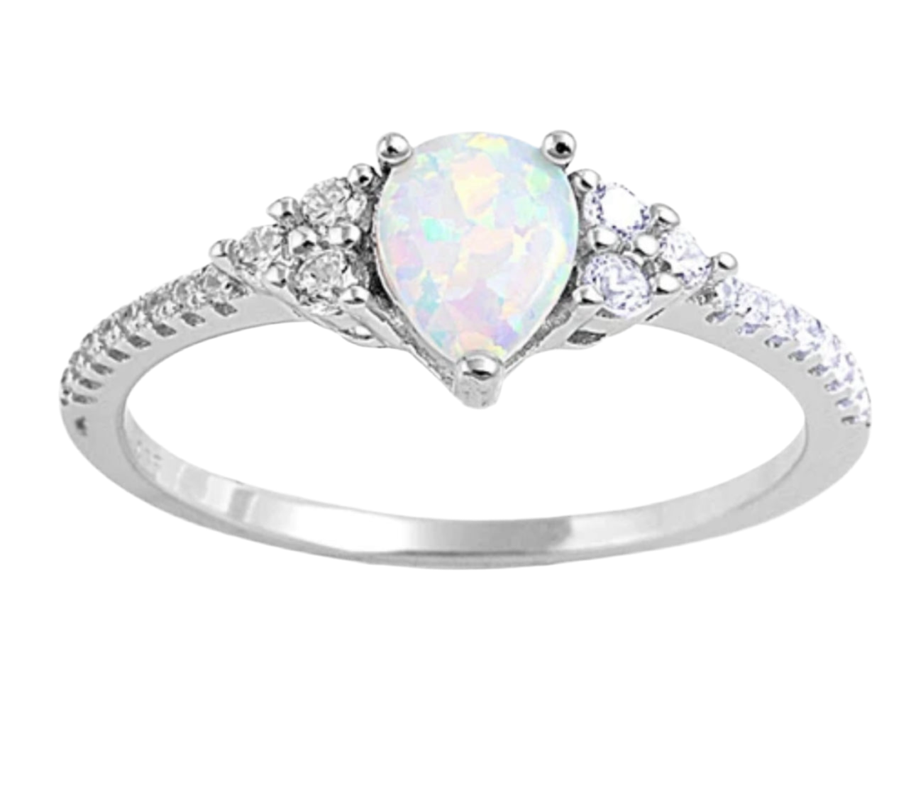 Sortija con piedra opal tear drop