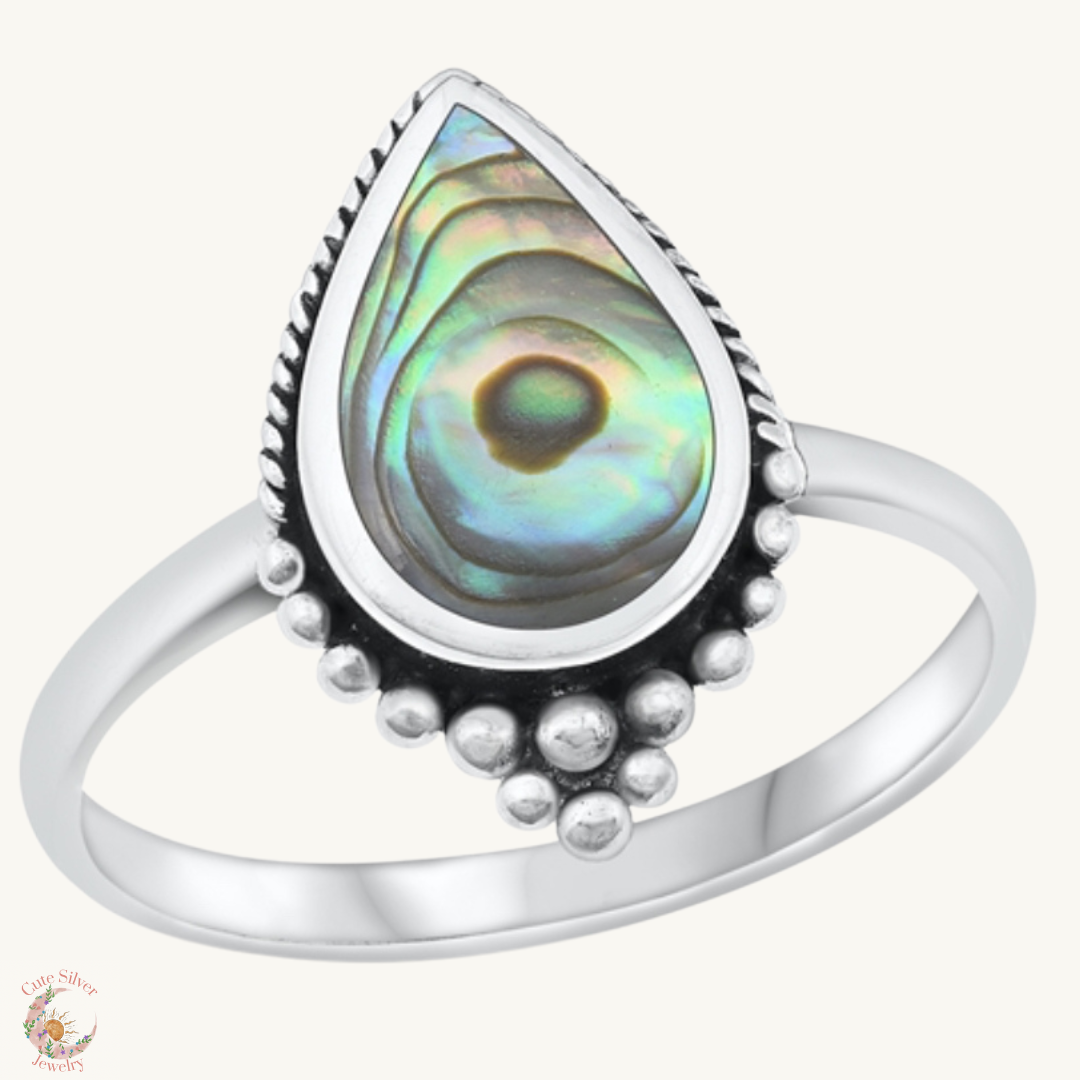 Sortija con piedra abalone shell