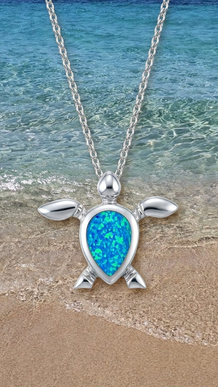 Collar de tortuga con opal azul