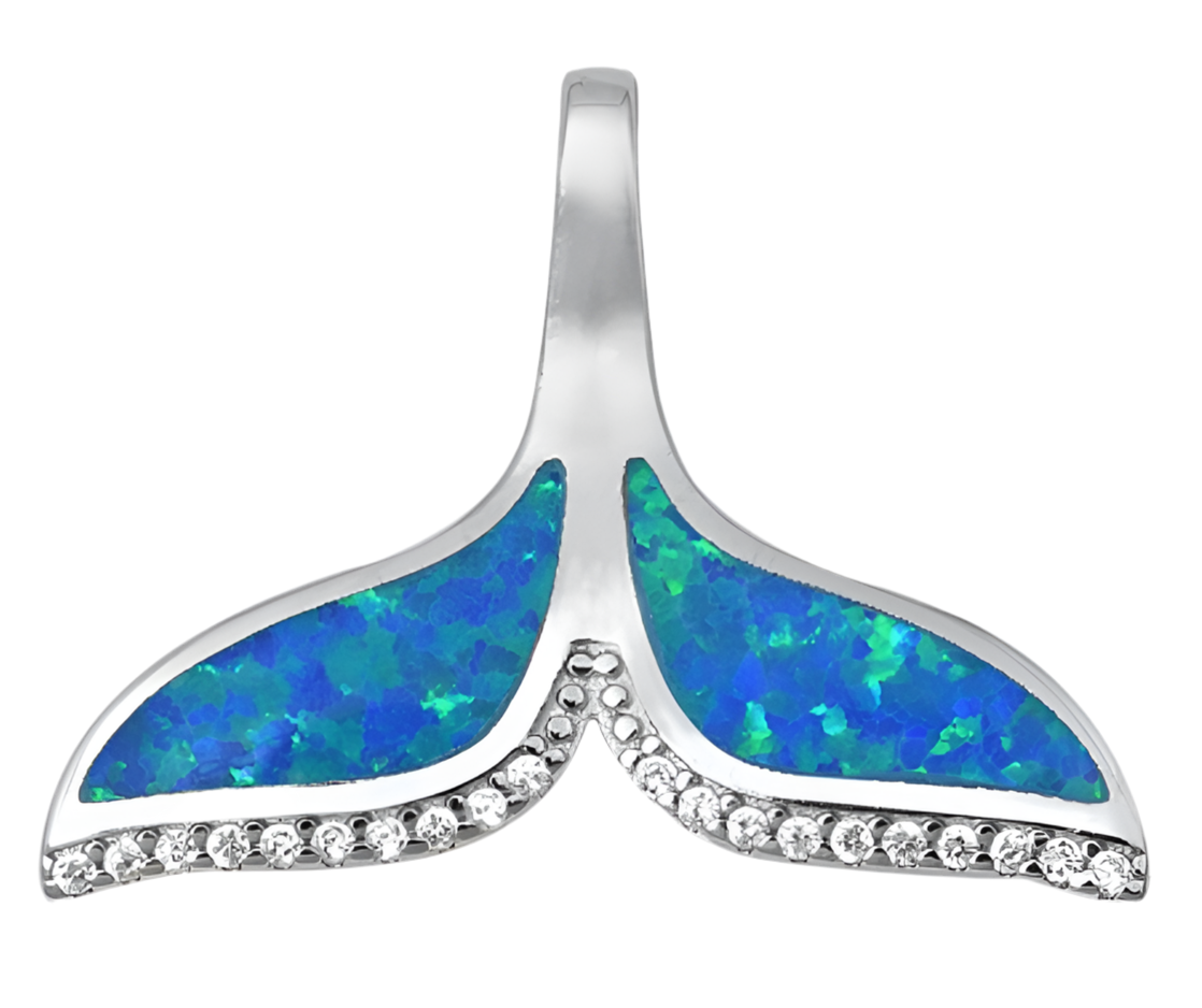Pendant de cola con piedra opal azul
