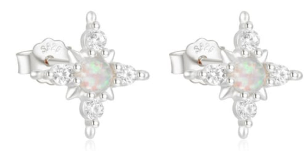Pantallas de estrellas con piedra opal blanca