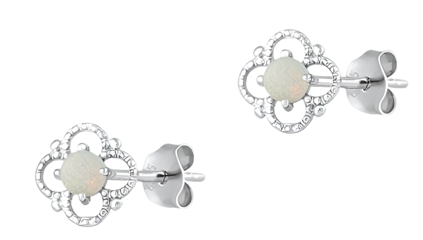 Pantallas flor con piedra opal blanco
