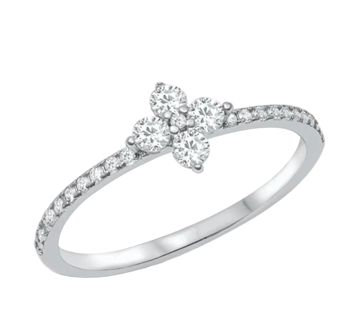 Sortija de flor con piedras zirconias