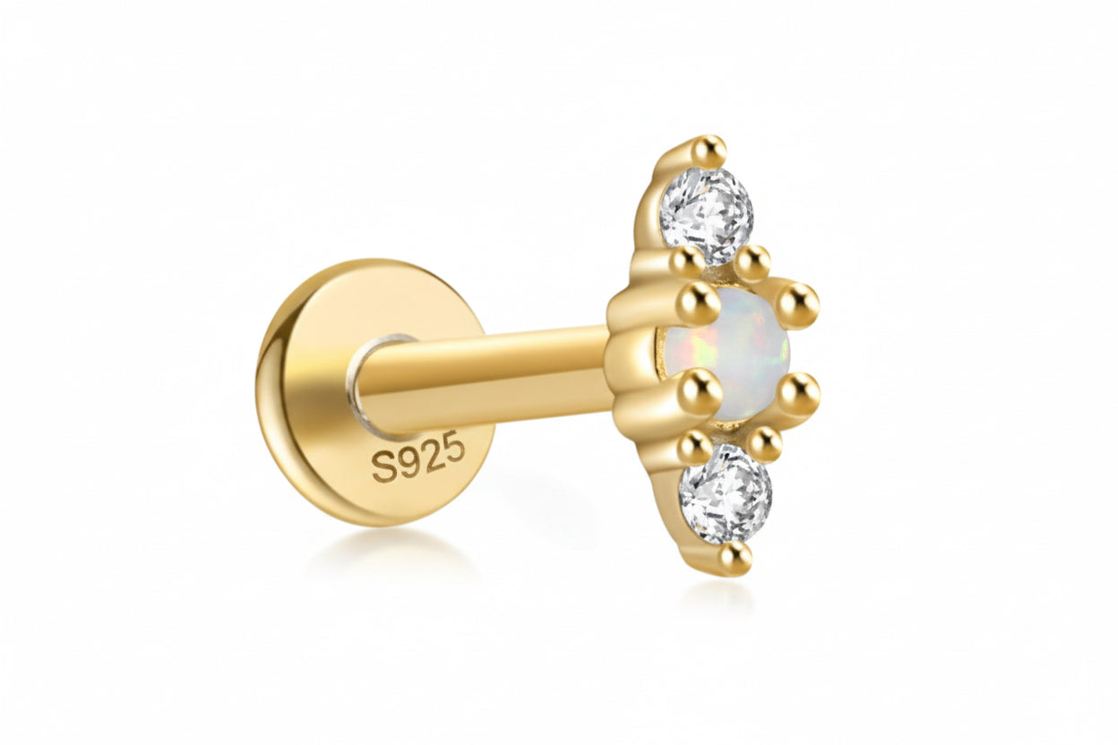 Pantalla para piercings con piedra opal