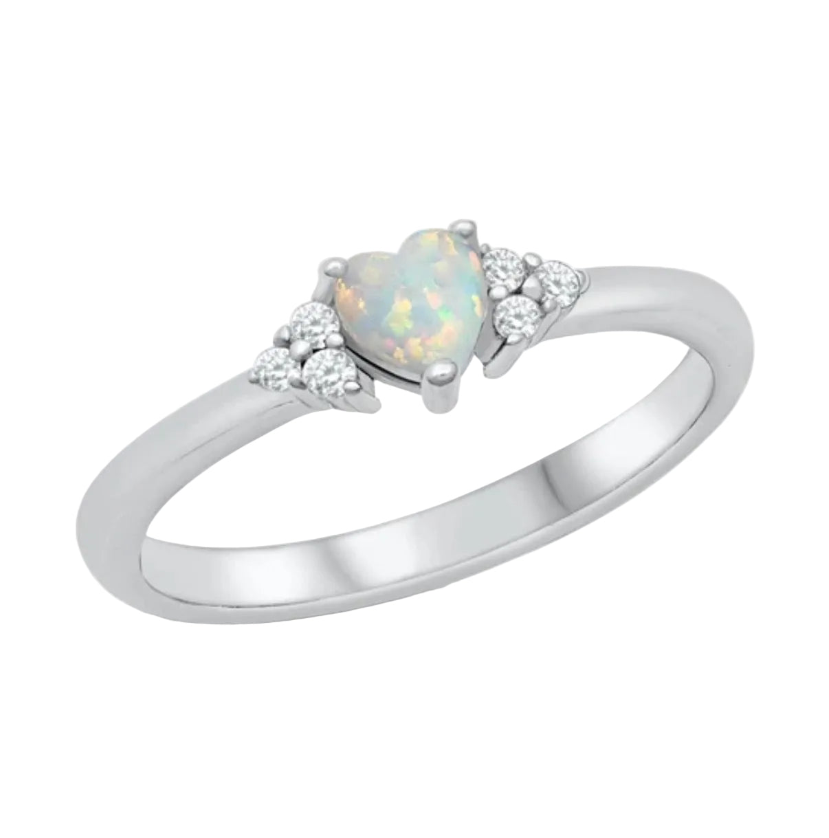 Sortija de corazón con piedra opal blanco