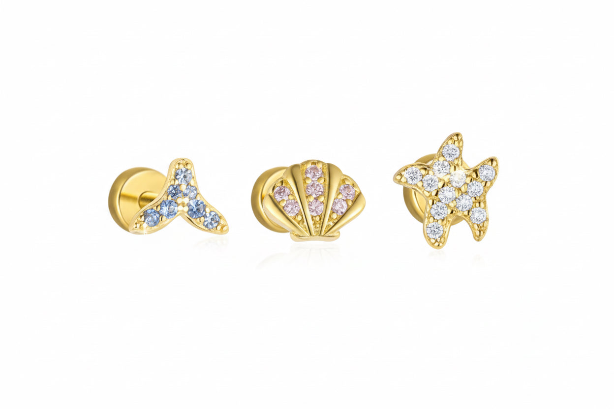 Set de tres piercings