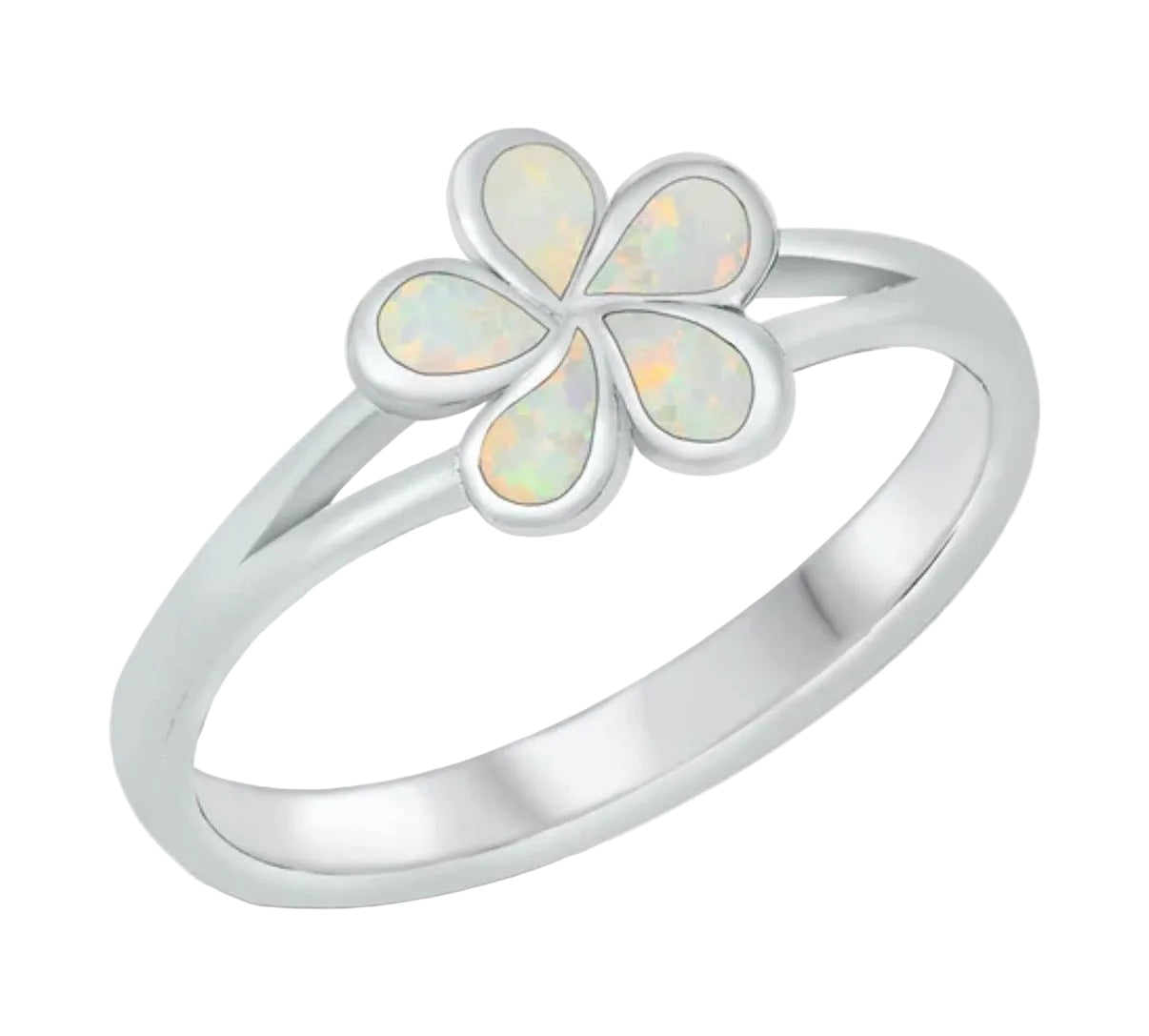 Sortija de Plumaria con piedra opal blanca