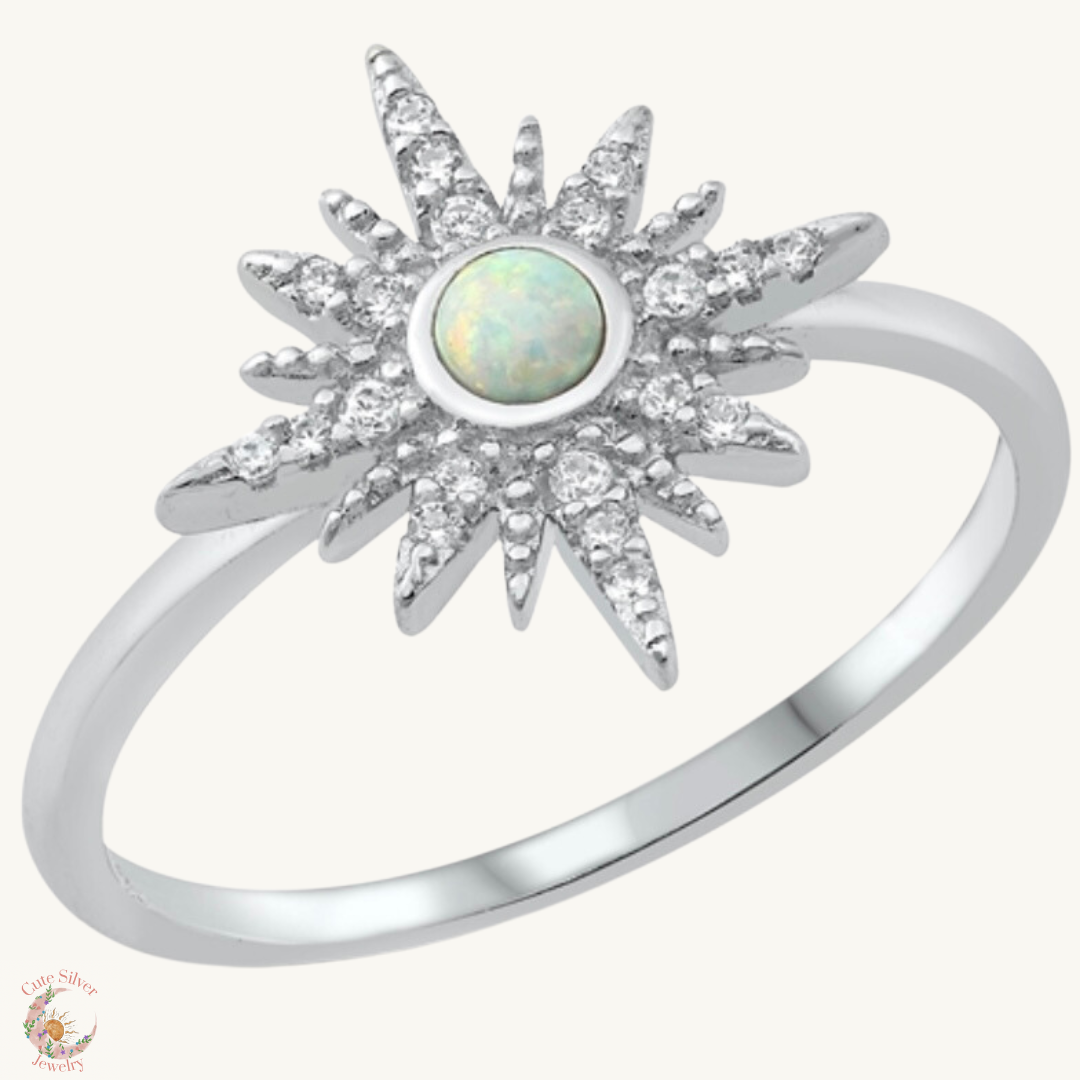 Sortija de estrella con piedra opal