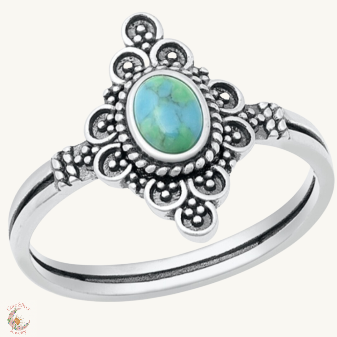 Sortija con piedra turquesa