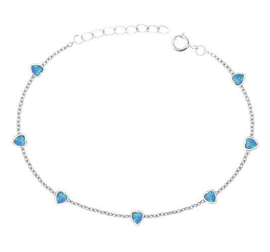 Pulsera de corazones con piedra opal