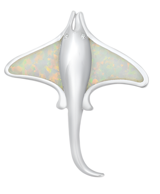 Pendant de Mantaraya con piedra Opal Blanca