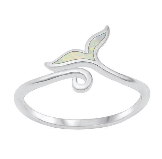 Sortija de cola con piedra opal blanco