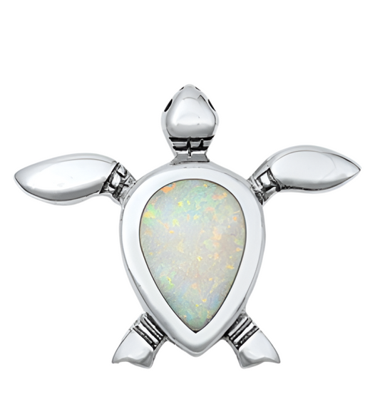 Pendant de tortuga con piedra opal blanco