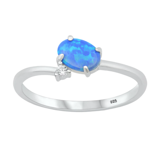 Sortija con piedra opal azul