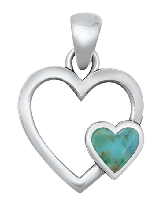 Pendant de corazón con piedra turquesa