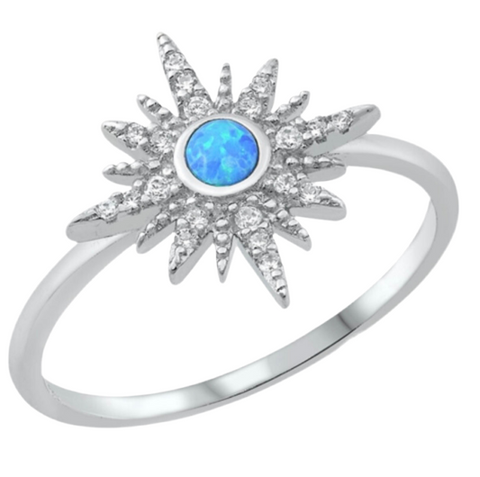 Sortija de estrella opal azul