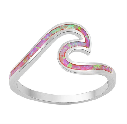 Sortija de ola con piedra opal rosa