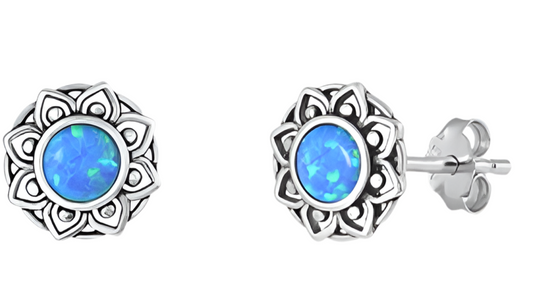 Pantallas de mándala con piedra opal azul