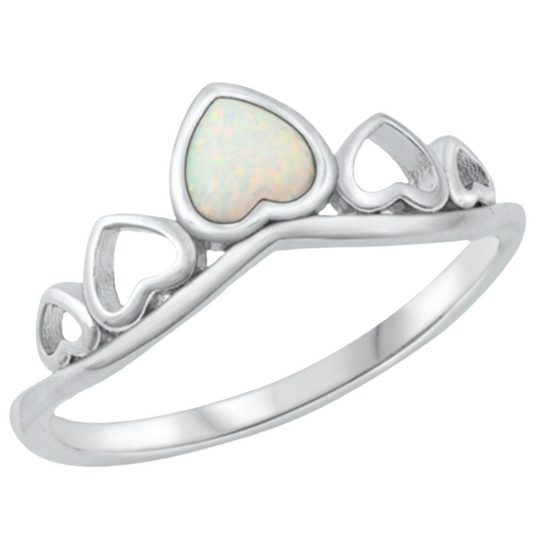 Sortija de corazones con piedra opal