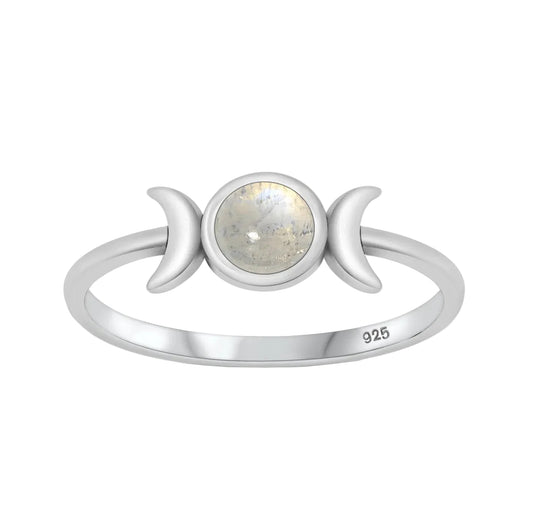Sortija de lunas con piedra moonstone