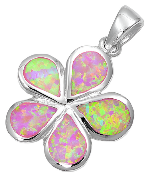 Pendant de flor plumeria Opal Rosa