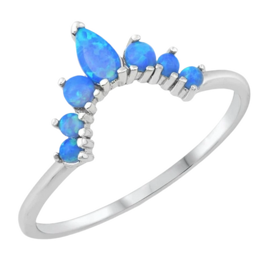 Sortija con piedra opal azul
