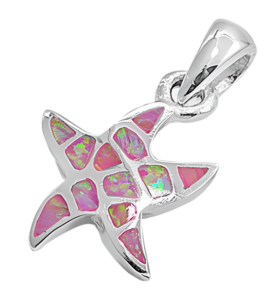 Pendant de estrella de mar con piedra opal rosa