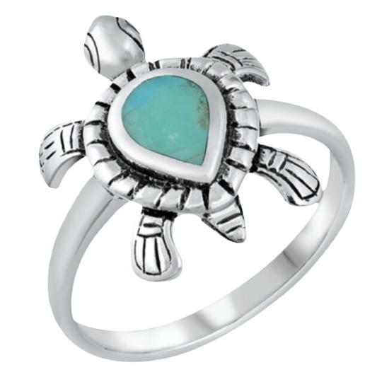 Sortija de tortuga con piedra turquesa