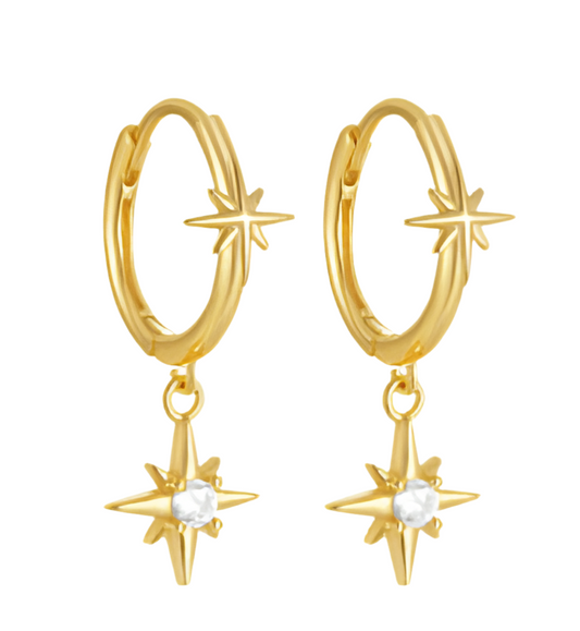 Hoops de estrellas dorados