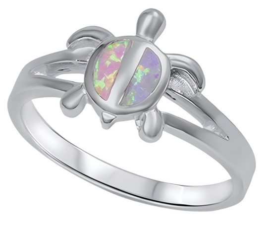 Sortija de tortuga con piedra opal rosa