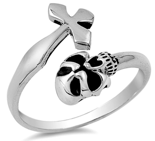 Sortija de Calavera con cruz