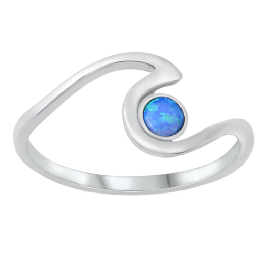 Sortija de ola opal azul
