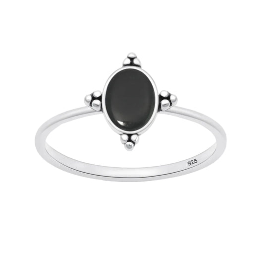 Sortija con piedra agate negra