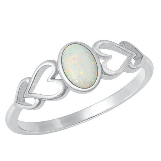 Sortija de corazones con piedra opal