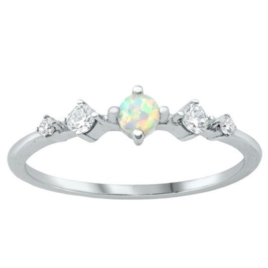 Sortija con piedras opal blanco