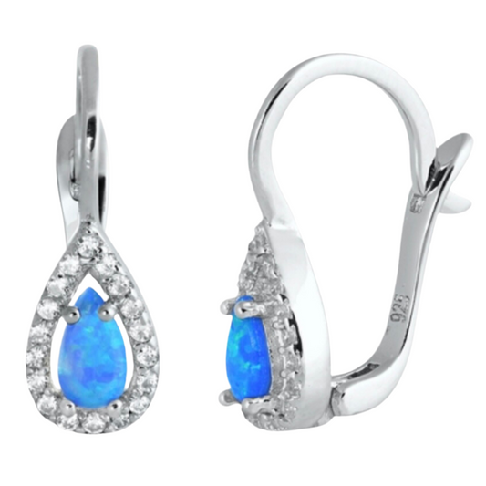 Hoops tear drop con piedra opal