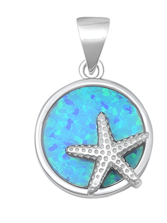 Pendant de Estrella de mar con piedra opal azul