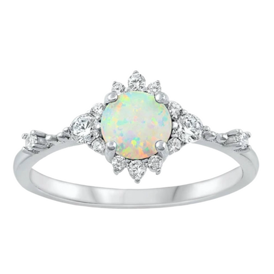 Sortija con piedra opal blanco