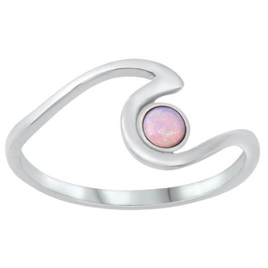 Sortija de ola con piedra opal rosa