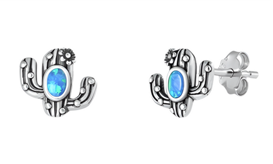 Pantallas de cactus con piedra opal azul