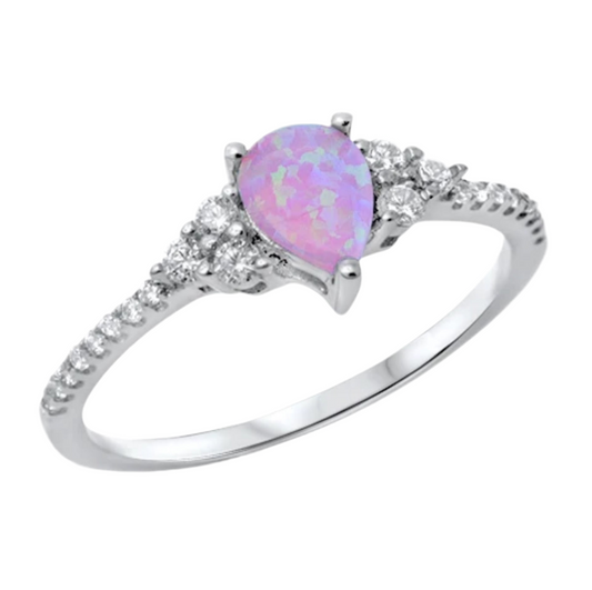 Sortija con piedra opal rosa
